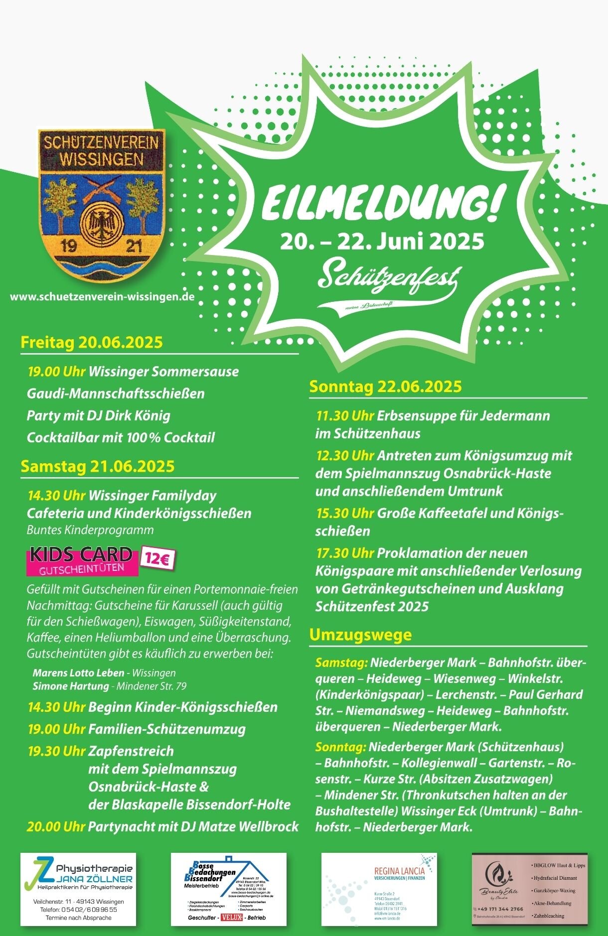 Plakat Schützenfest Wissingen 2025