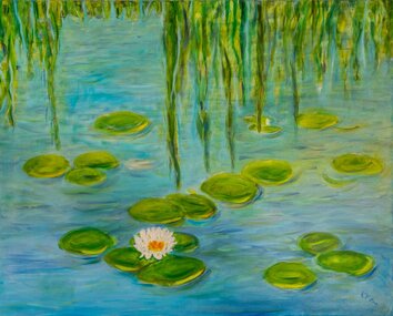 Seerosen, Öl auf Leinwand