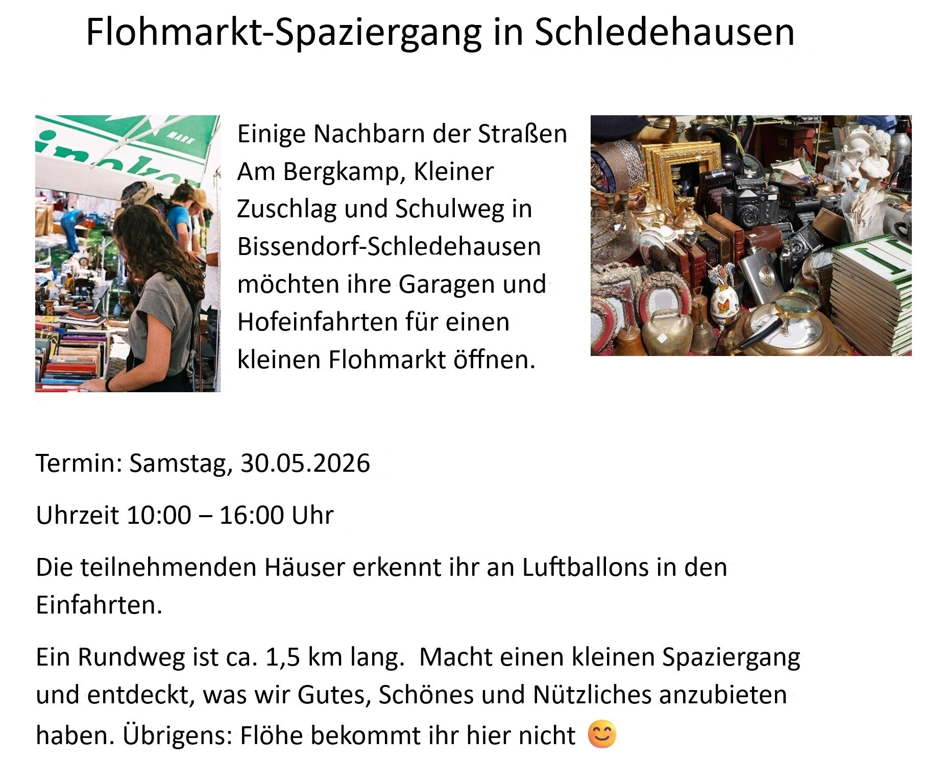 Nachbarschaftsflohmarkt 30.05.2026 Nachbarschaftsflohmarkt 30.05.2026