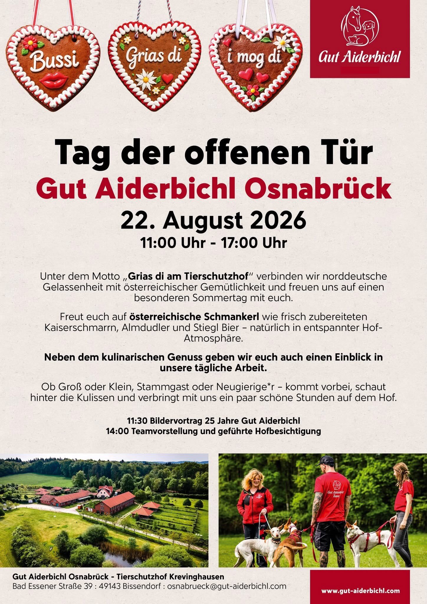 Tag der offenen Tür Gut Aiderbichl 22.08.2026