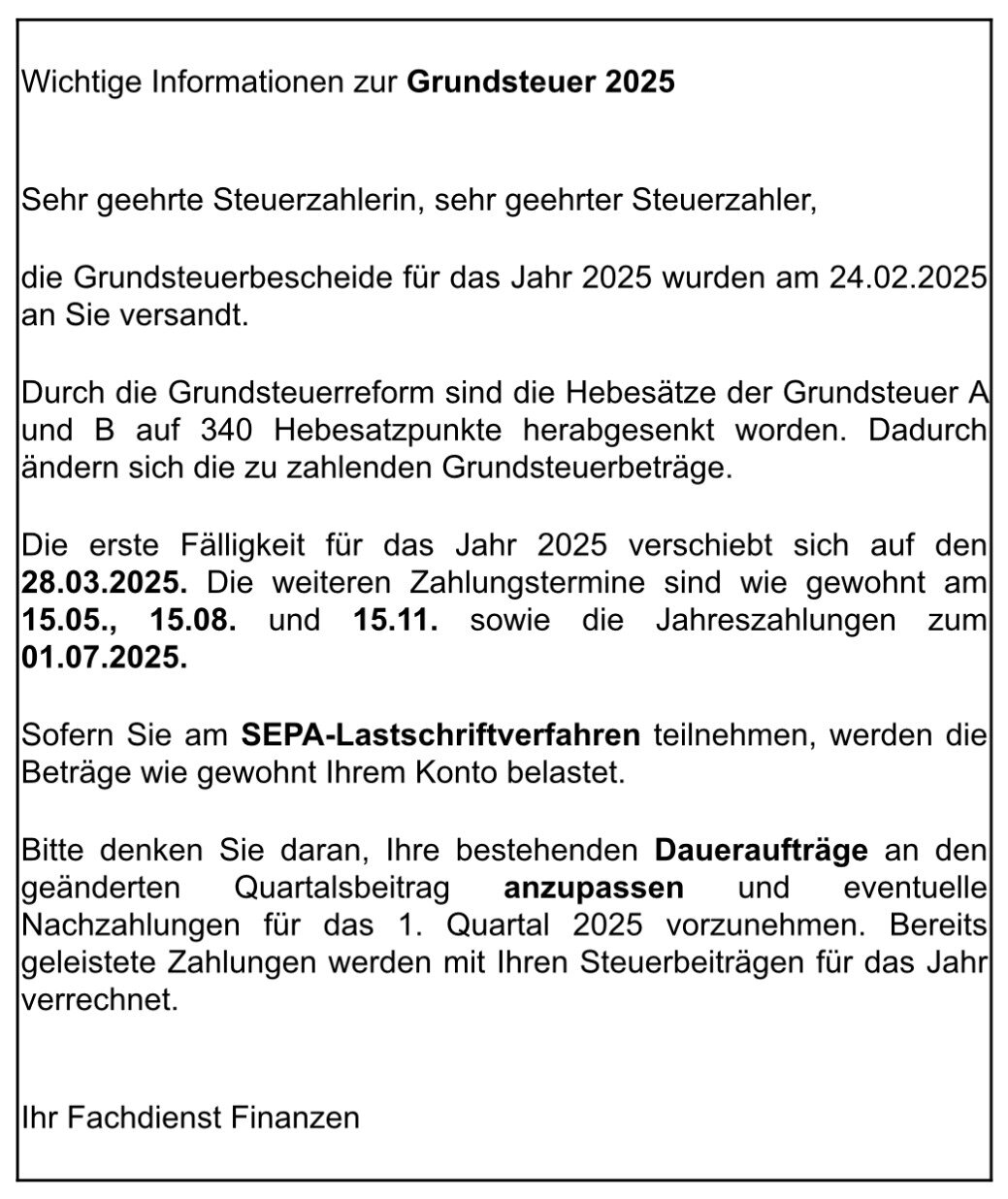 Info Grundsteuer Info Grundsteuer