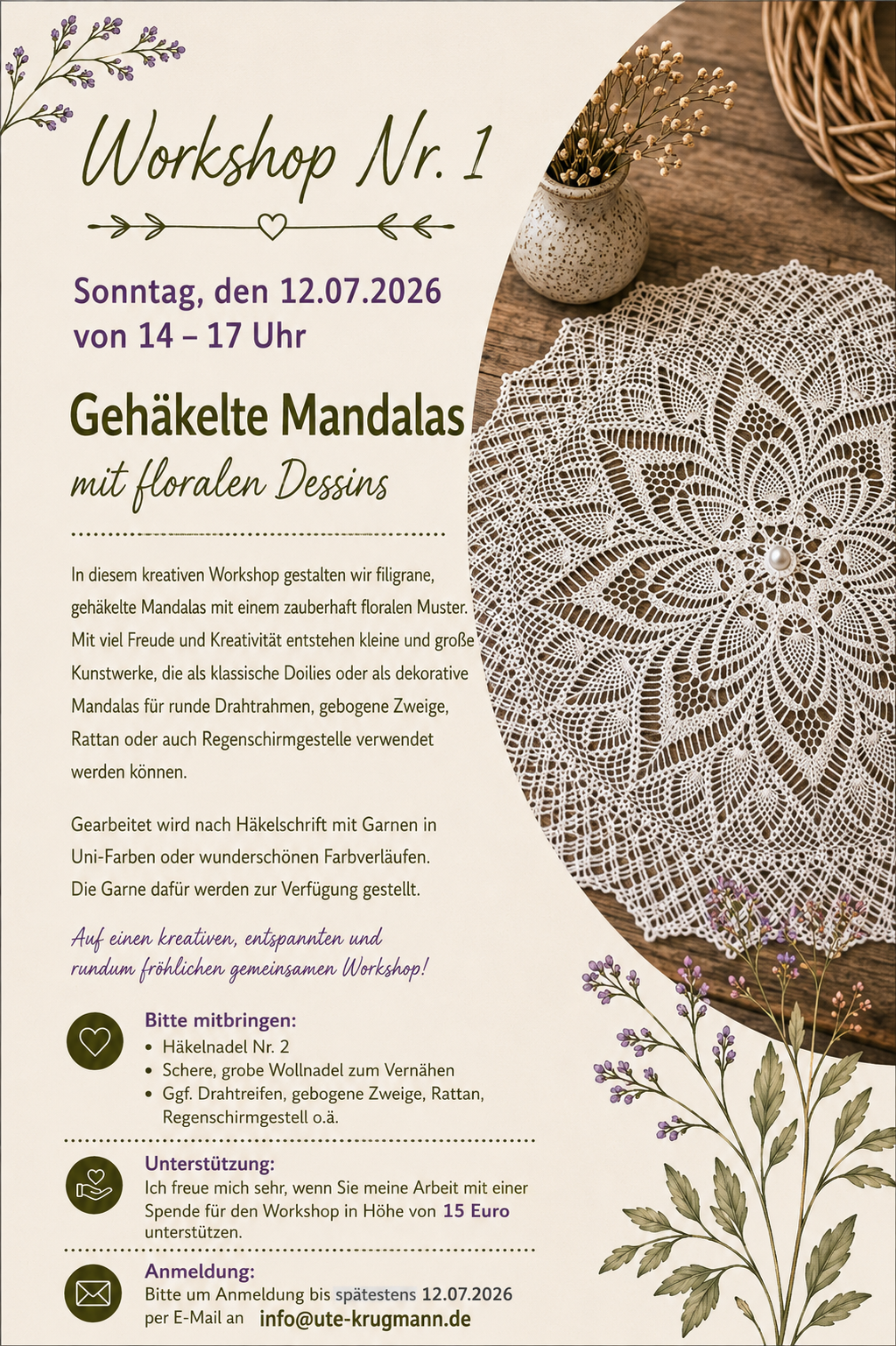Workshop 1 - Gehäkelte Mandalas mit floralen Dessins