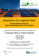 Photovoltaik-Anlagen auf dem Eigenheim - Kostenloser Infoabend des Klimaschutzmanagements