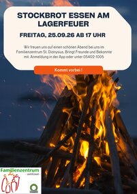 Stockbrotessen am Lagerfeuer