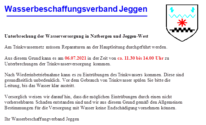 Wasserbeschaffungsverband Jeggen Wasserbeschaffungsverband Jeggen