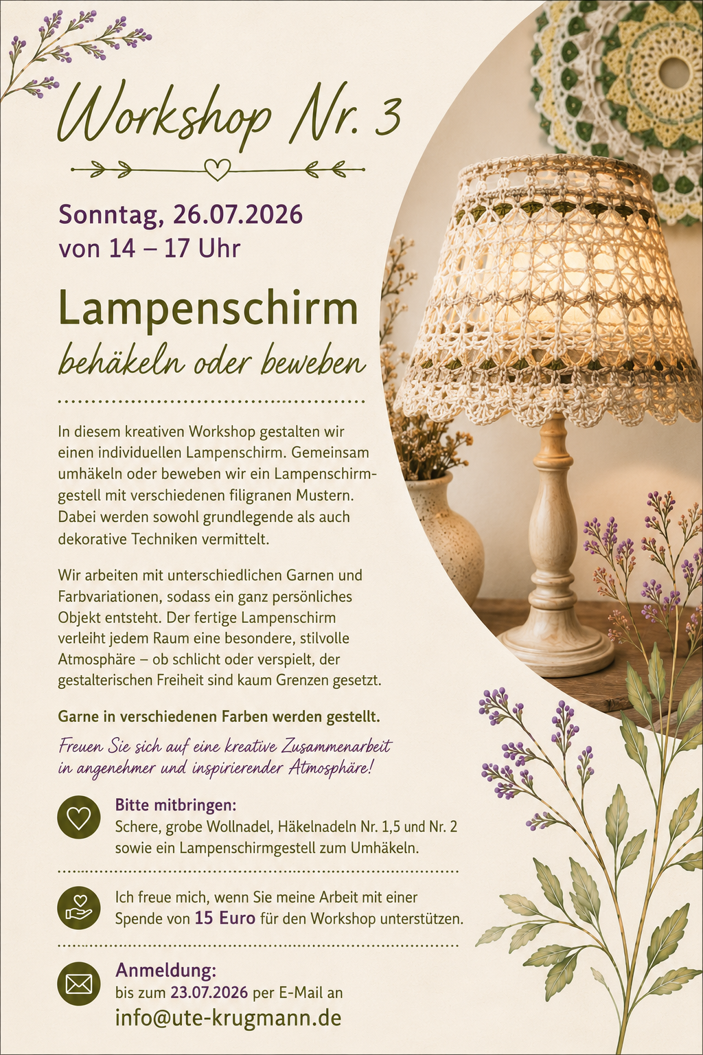 Workshop 3 - Lampenschirm behäkeln oder beweben