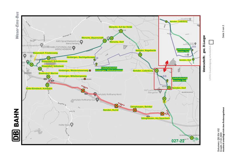 Karte Umleitung Busse wg. Sperrung Meller Straße