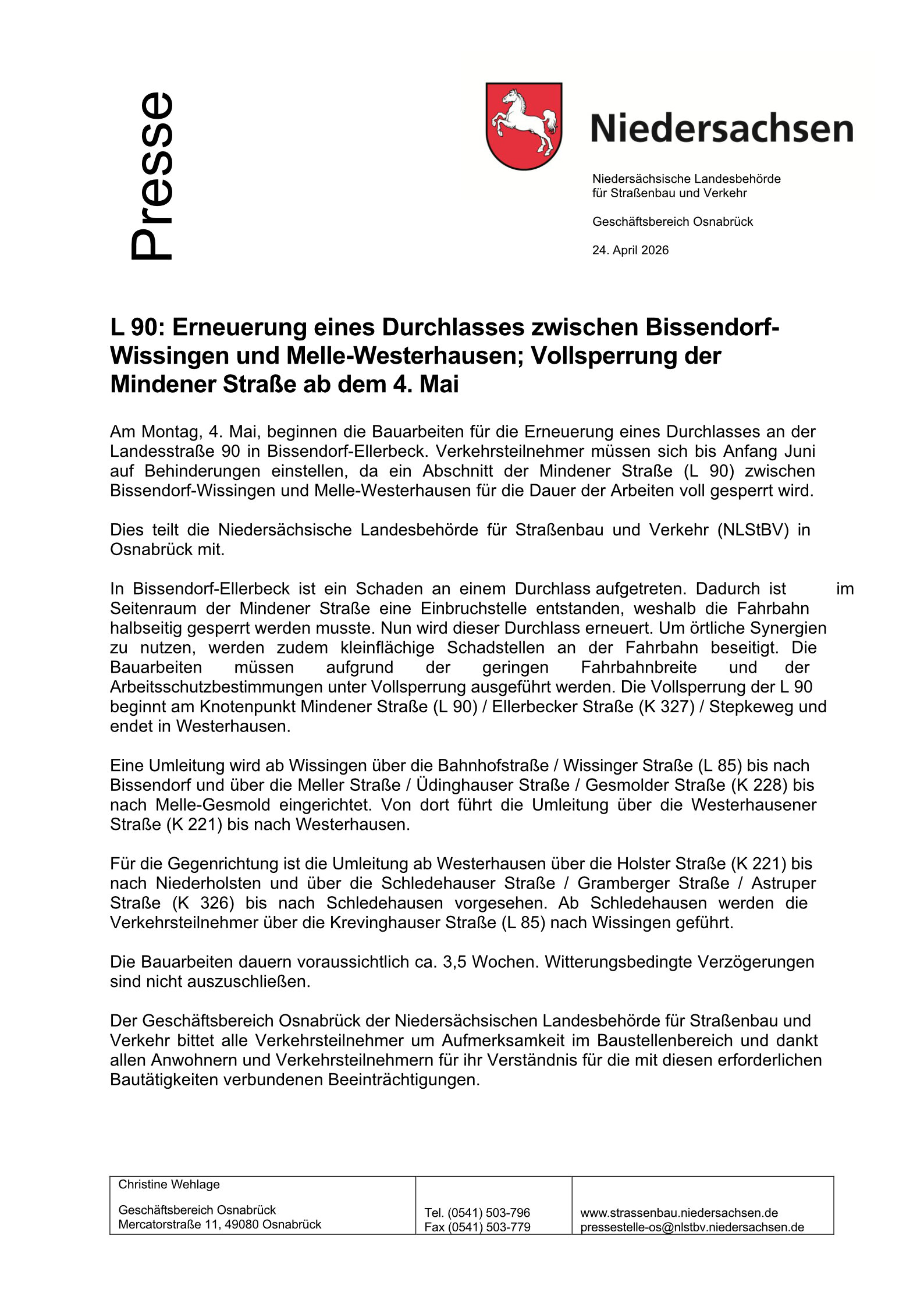 PM Sanierung Mindener Straße (L90)